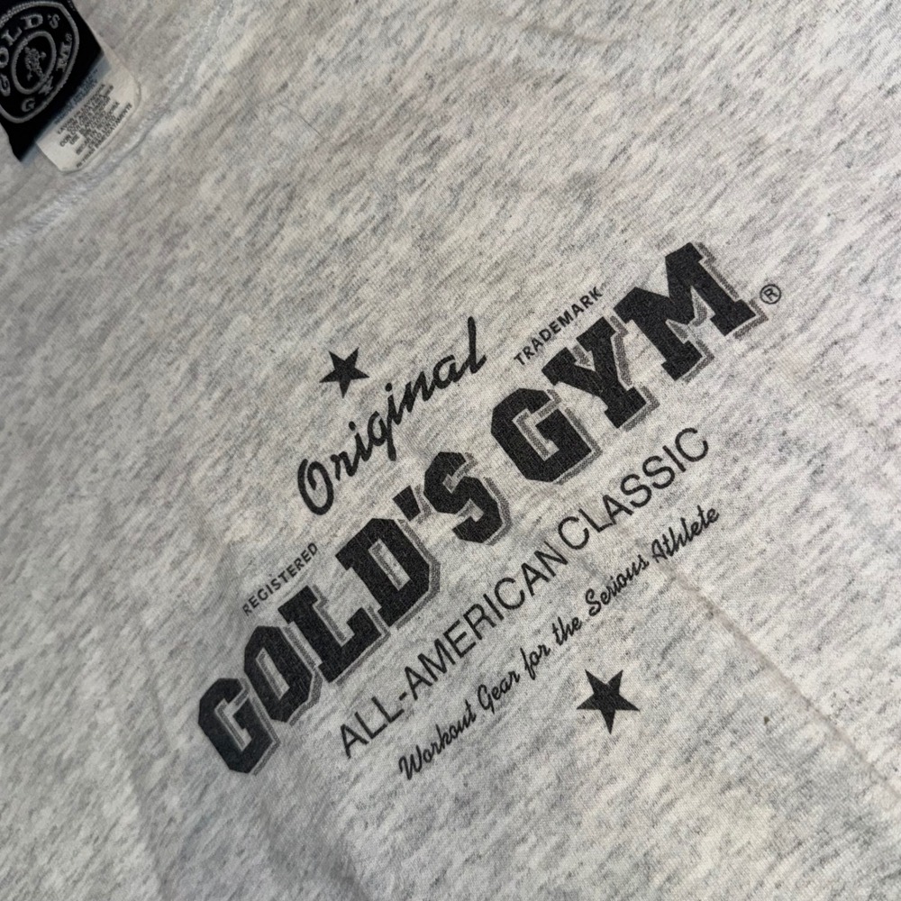 Golds Gym Gray Cropped Graphic Tee Medium All-American Streetwear GymWear